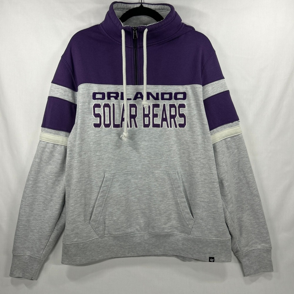 47 Brand Orlando Solar Bears Hockey Quarter-Zip Sweatshirt Hoodie Size L